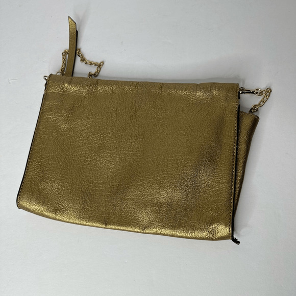 Kate Spade Social Butterfly Skyler Crossbody Clutch Antique Gold Leather zip top - Picture 5 of 6